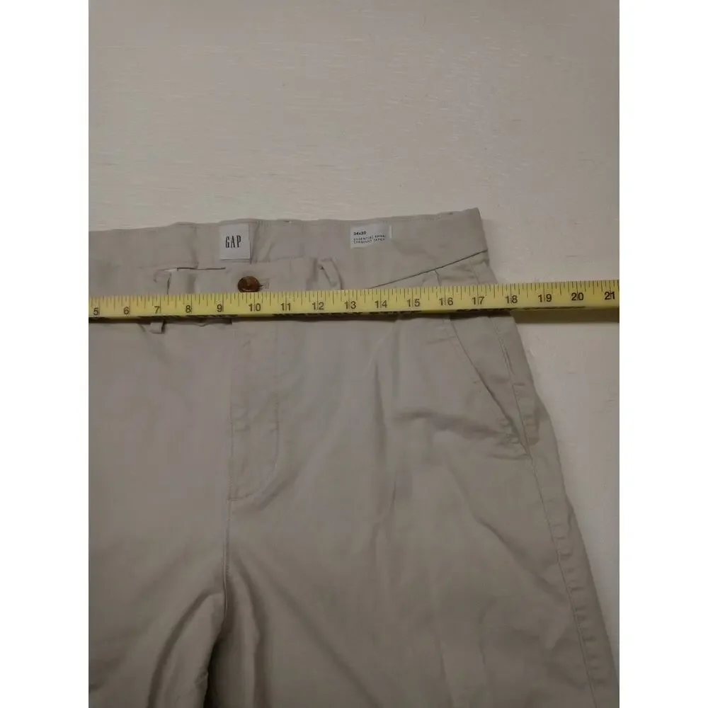 Gap 34x30 Essential Men's Khaki Straight Taper Pants Good Condition Clothing - Picture 2 of 10